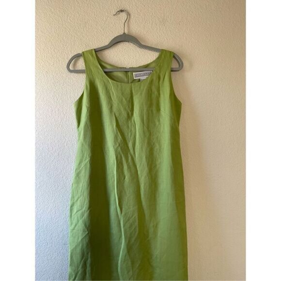Vintage 90s green linen blend sheath dress with jacket size 8 - Picture 3 of 8